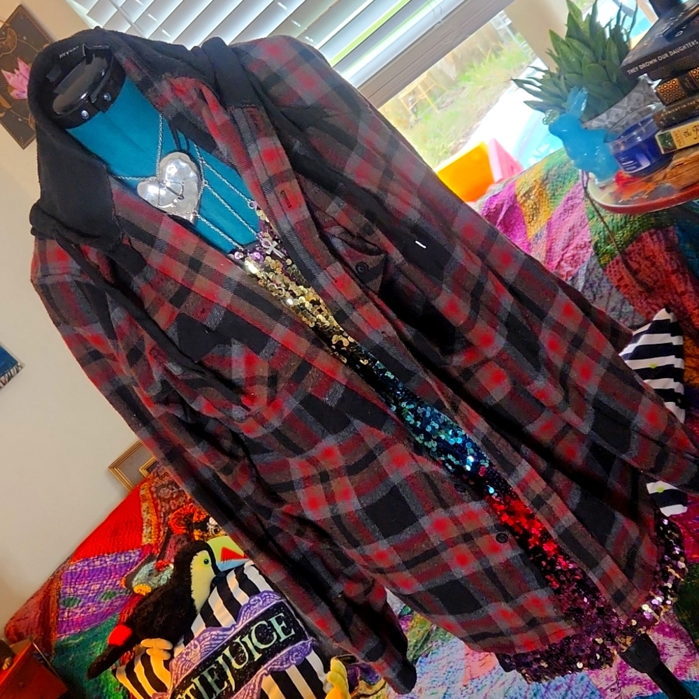 Grunge Flannel Hoodie
